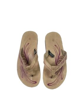 Teva Women's Tan Flip Flop Sandals with Purple Accent Size 7